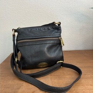 Fossil Black Leather Shoulder Bag